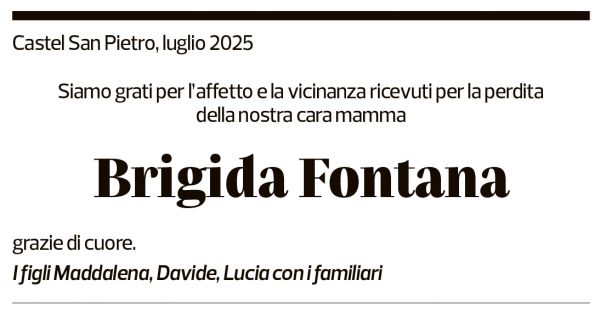 Annuncio funebre Brigida Fontana