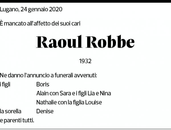 Annuncio funebre Raoul Robbe