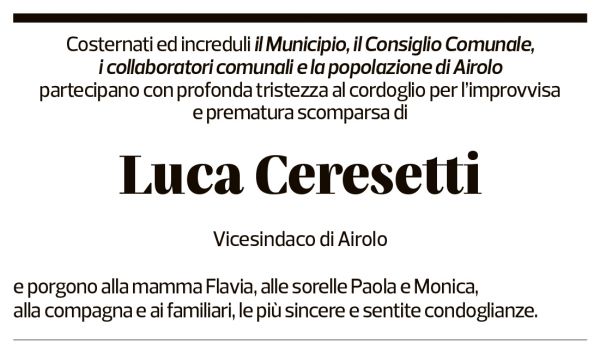 Annuncio funebre Luca Ceresetti