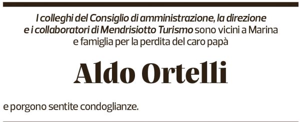 Annuncio funebre Aldo Ortelli