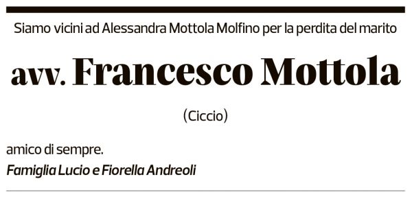 Annuncio funebre Francesco Mottola