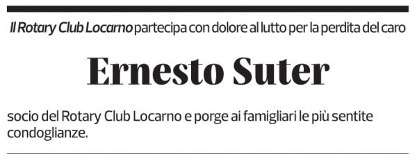 Annuncio funebre Ernesto Suter