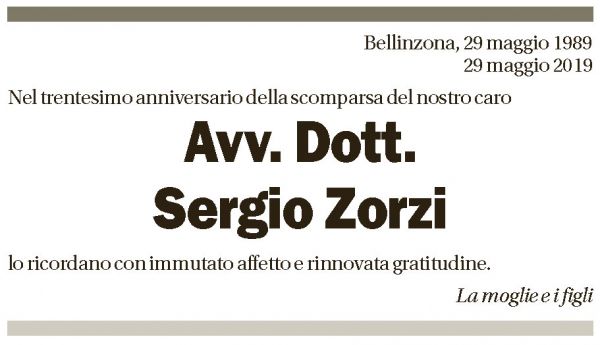 Annuncio funebre Sergio Zorzi