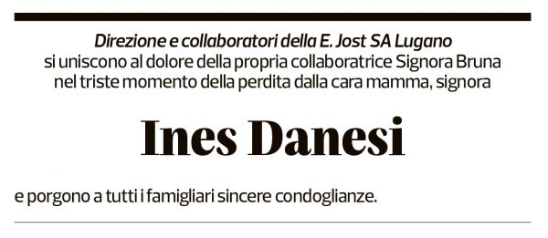 Annuncio funebre Ines Danesi