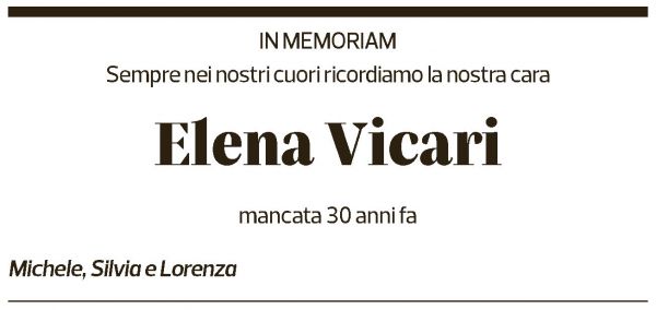 Annuncio funebre Elena Vicari