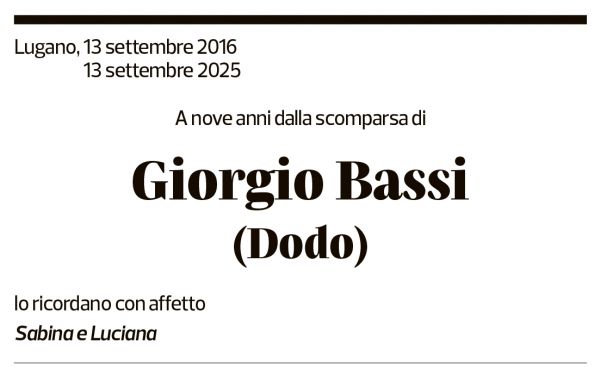 Annuncio funebre Giorgio Bassi