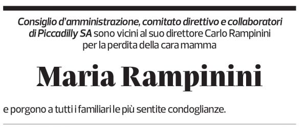 Annuncio funebre Maria Rampinini