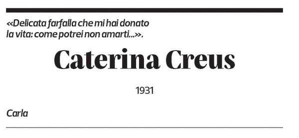 Annuncio funebre Caterina Creus
