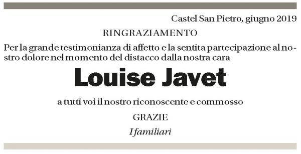 Annuncio funebre Louise Javet