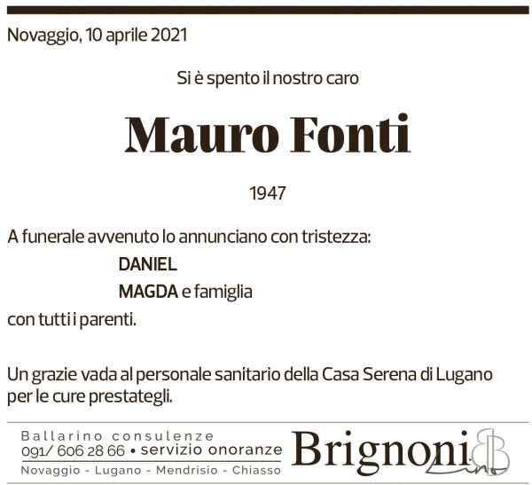 Annuncio funebre Mauro Fonti