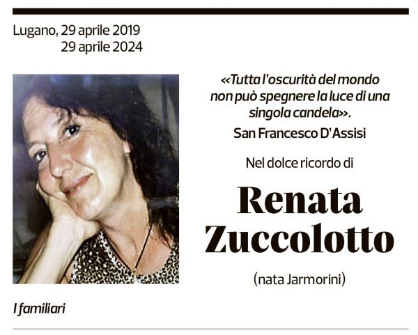 Annuncio funebre Renata Zuccolotto