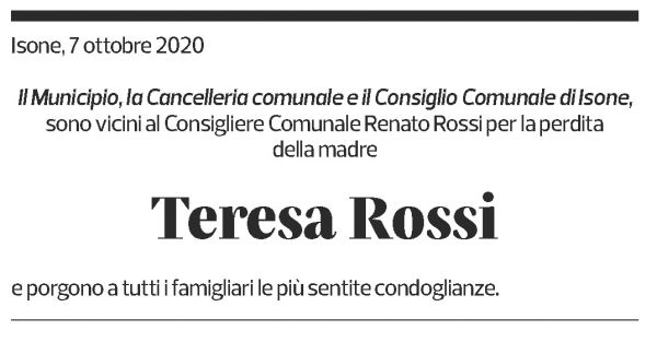 Annuncio funebre Teresa Rossi