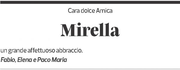 Annuncio funebre Mirella Bianchi Gabbani
