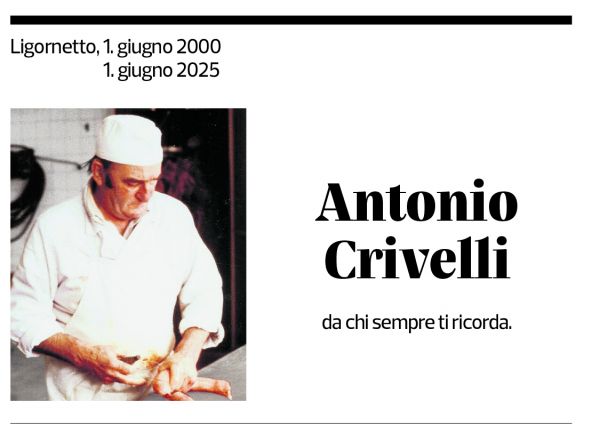Annuncio funebre Antonio Crivelli