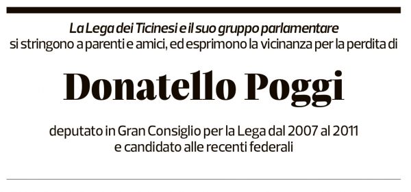 Annuncio funebre Donatello Poggi