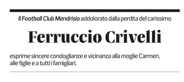 Annuncio funebre Ferruccio Crivelli