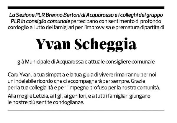 Annuncio funebre Yvan Scheggia