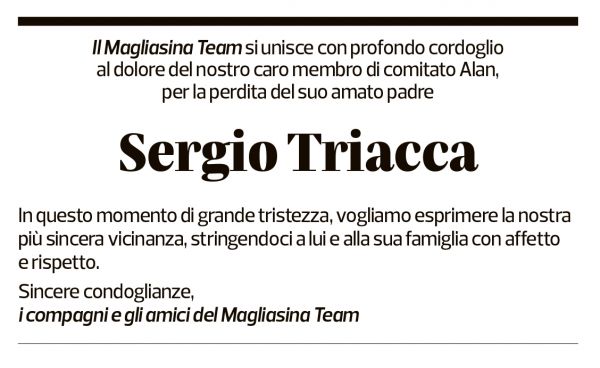 Annuncio funebre Sergio Triacca