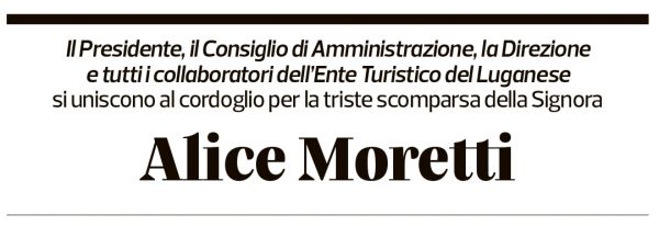 Annuncio funebre Alice Moretti