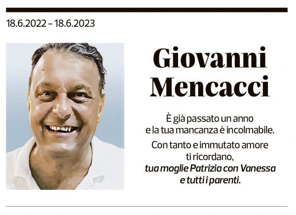 Annuncio funebre Giovanni Mencacci