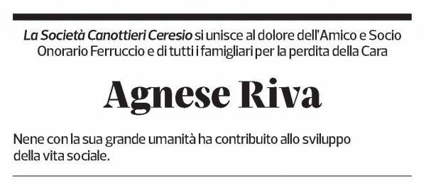 Annuncio funebre Agnese Riva