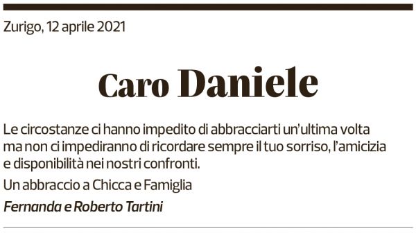 Annuncio funebre Daniele Pedrazzi