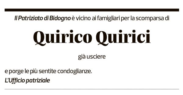 Annuncio funebre Quirico Quirici