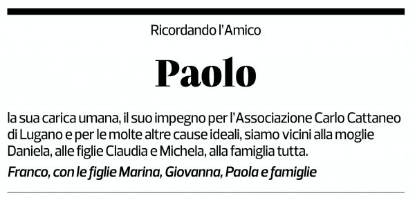 Annuncio funebre Paolo Grandi