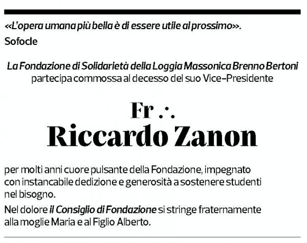Annuncio funebre Riccardo Zanon