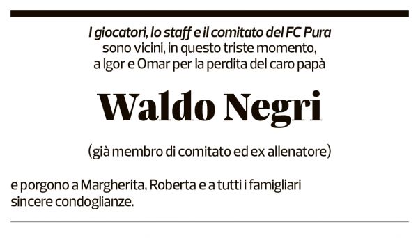 Annuncio funebre Waldo Negri