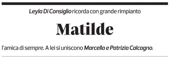 Annuncio funebre Matilde Bonetti Soldati