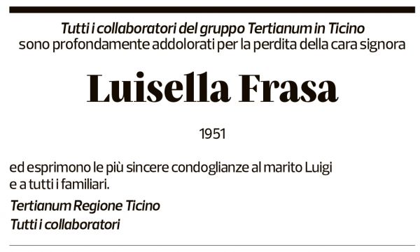 Annuncio funebre Luisella Frasa