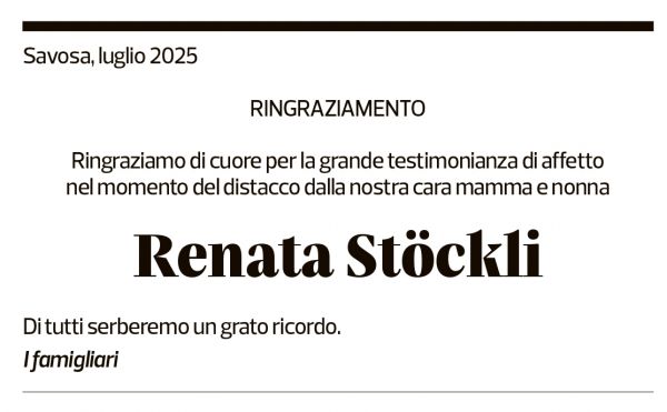 Annuncio funebre Renata Stökli