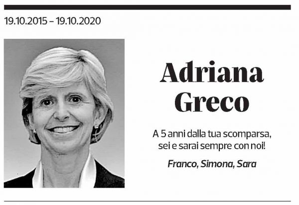 Annuncio funebre Adriana Greco
