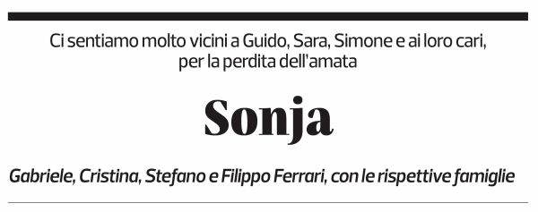 Annuncio funebre Sonja Ferrari-drani