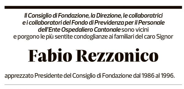 Annuncio funebre Fabio Rezzonico