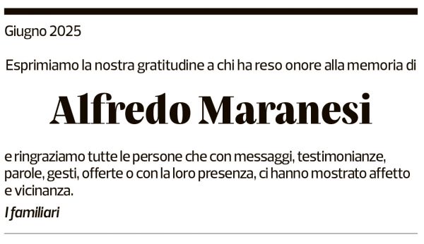 Annuncio funebre Alfredo Maranesi