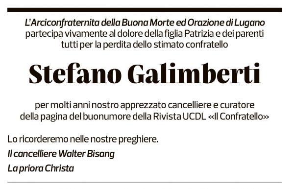 Annuncio funebre Stefano Galimberti