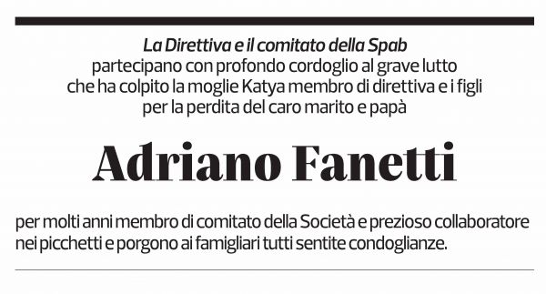 Annuncio funebre Adriano Fanetti