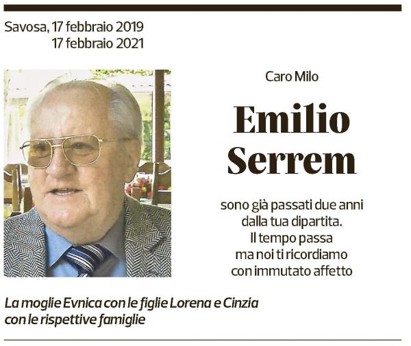 Annuncio funebre Emilio Serrem