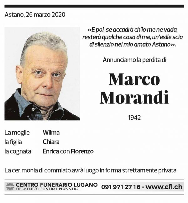 Annuncio funebre Marco Morandi
