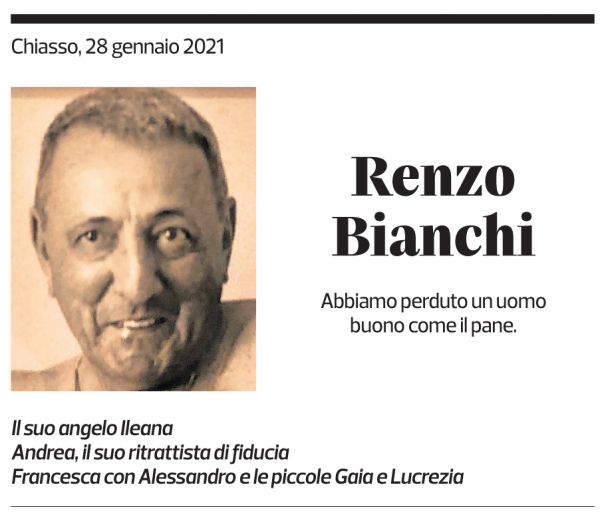 Annuncio funebre Renzo Bianchi