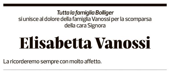 Annuncio funebre Elisabeth Vanossi