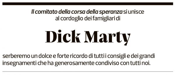 Annuncio funebre Dick F. Marty