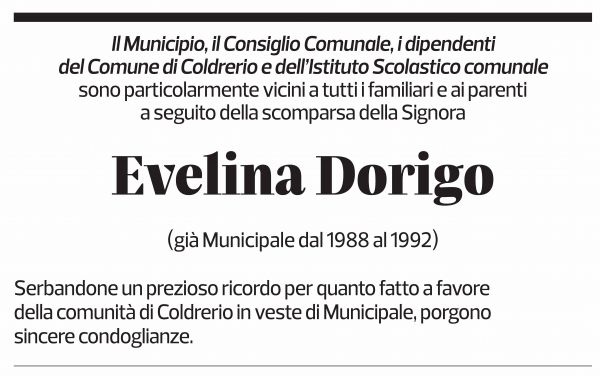 Annuncio funebre Evelina Dorigo