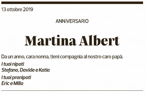Annuncio funebre Martina Albert