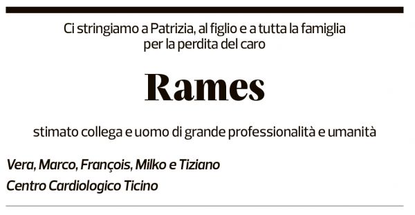 Annuncio funebre Rames Mayer
