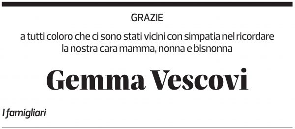 Annuncio funebre Gemma Vescovi