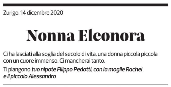 Annuncio funebre Eleonora Polar