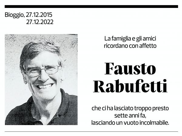 Annuncio funebre Fausto Rabufetti